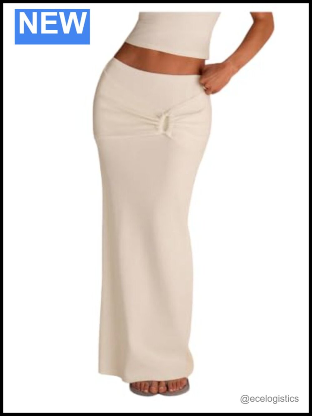 Women's Ruched Knit Maxi Skirt Low Rise Bodycon Long